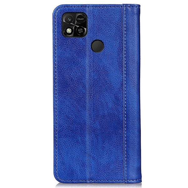 Äkta läder Xiaomi Redmi 10A fodral med magnetisk stängning Blå