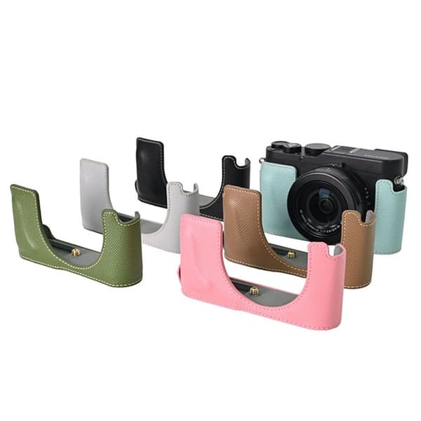 Leica D-Lux 8 Camera Base with Lens Cap Shoulder Strap Vegan Leather Protective Case - Black Black