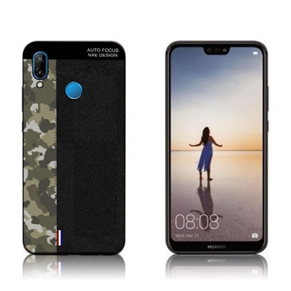 NXE Huawei P20 Lite camouflage Mønster splicing TPU etui - Militærgrøn Camouflage / Sort Green
