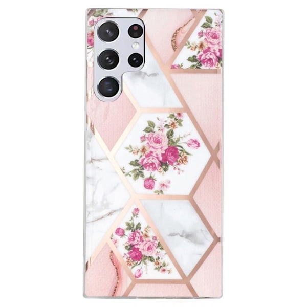 Marmormotiv Samsung Galaxy S22 Ultra skal - Rosa / Vit Ros Rosa