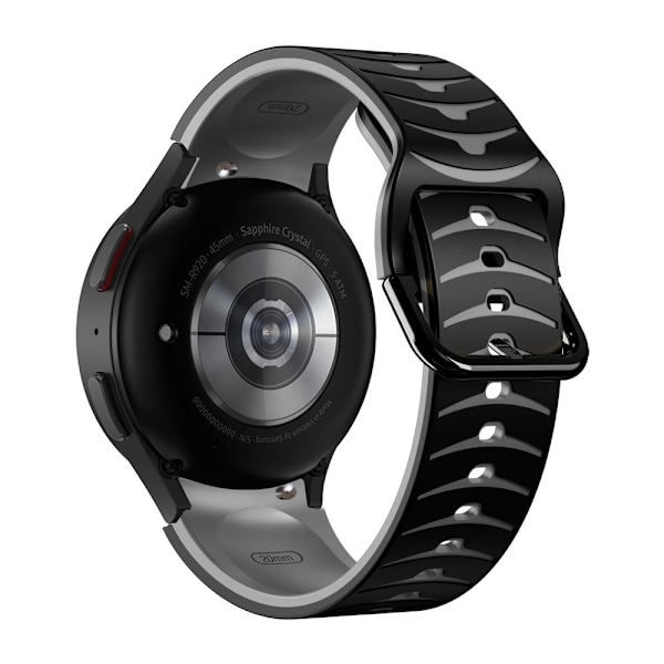 Samsung Galaxy Watch 5 / 5 Pro / 4 buet linje stil silikone urrem - Sort / Grå Black