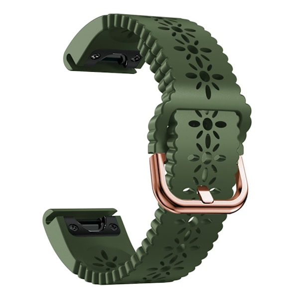 Silikonarmband med blommönster för Garmin-klocka - Militärgrön Grön