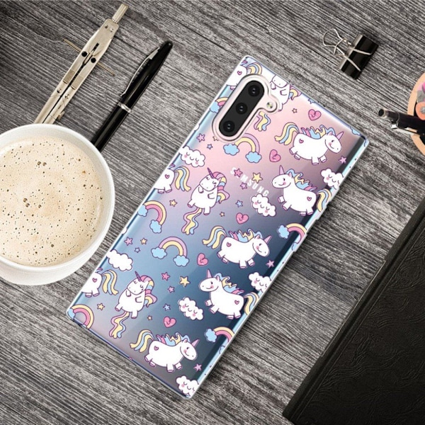 Deco Samsung Galaxy Note 10 kuoret - Yksisarvinen ja sateenkaari Multicolor