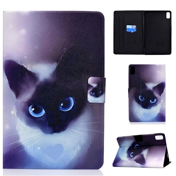 Huawei MatePad 10.4 läderfodral med coolt mönster - Cool Katt Lila