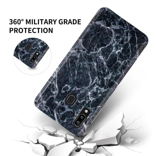 Marble Samsung Galaxy A20 / A30 Etui - Dark Grå Marmor Silver grey