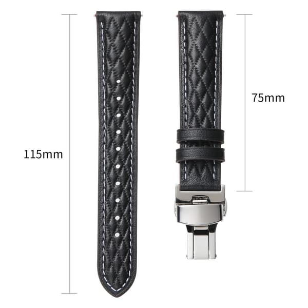 Garmin / Huawei 18mm Universal Rhombus Grid Armbånd Ægte ko læder urrem - Kaffe Brown