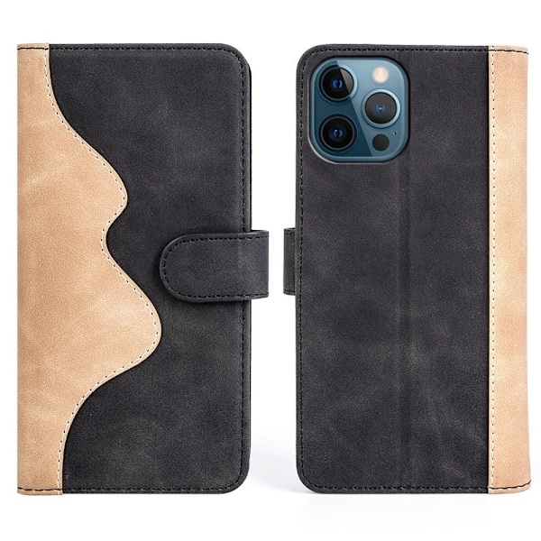 To-farvet iPhone 12 Pro Max læderetui - Sort Black