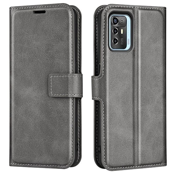 Lompakko Nahkakotelo For ZTE Blade A72 - Harmaa Silver grey
