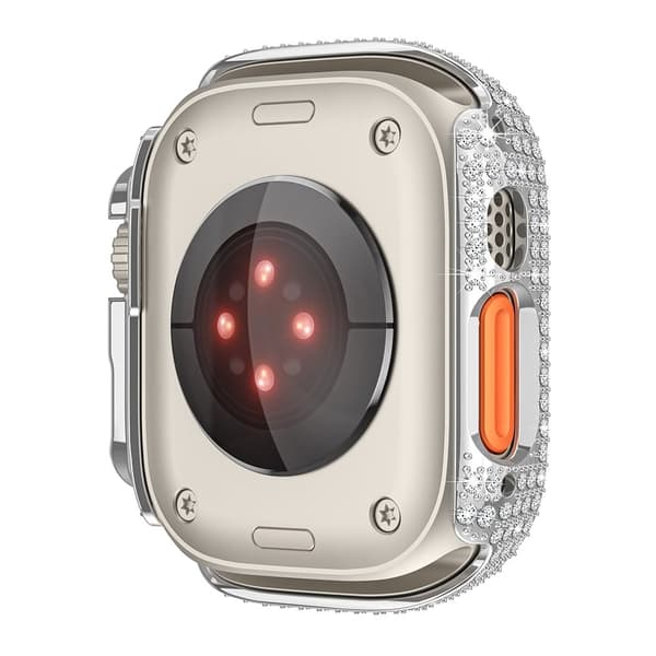 Apple Watch Ultra / Ultra 2 49 mm klockfodral med strassdekoration, hård stöttålig skyddsram - Silver Silvergrå
