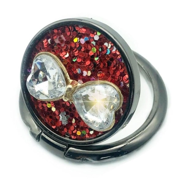 Universal bowknot glitter décor phone ring stand - Red Röd
