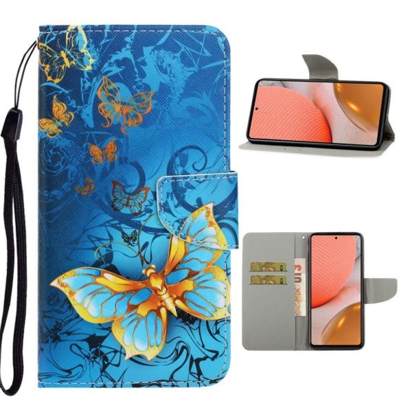 Wonderland Samsung Galaxy A72 5G Flip etui - Blå sommerfugl Blue