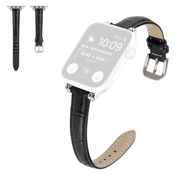 Apple Watch 40 mm urrem i ægte læder i krokodillestil - Sort Black