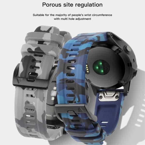 Camouflagegråt silikoneurbånd til Garmin Fenix 7X/6X Quick Release-rem Blue