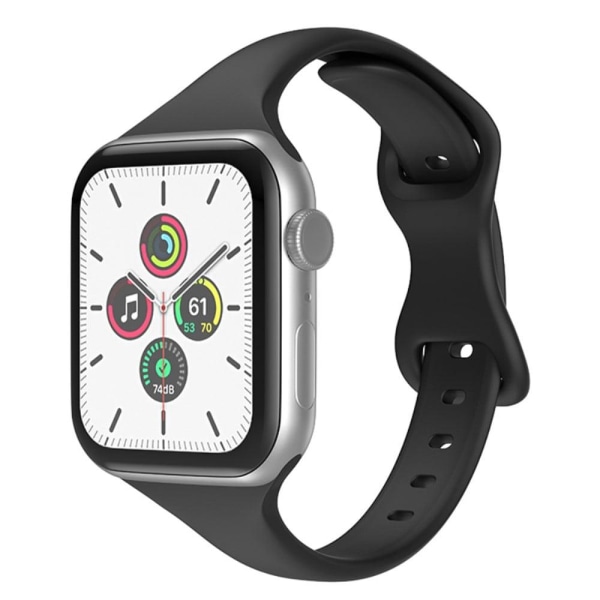 Apple Watch (45mm) yksinkertainen silikoninen ranneke - Musta Black