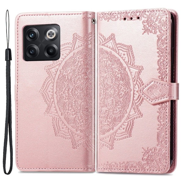 Mandala OnePlus 10T / Ace Pro Flip Etui - Rødguld Pink