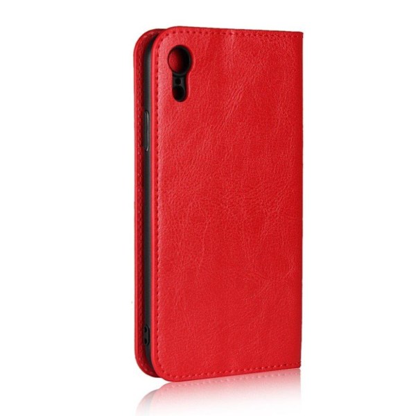 Crazy Horse iPhone Xr flip cover i ægte læder - Rød Red