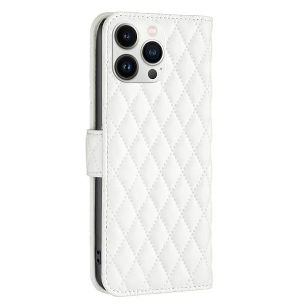 Rhombus mat iPhone 13 Pro Max flip etui - Hvid White