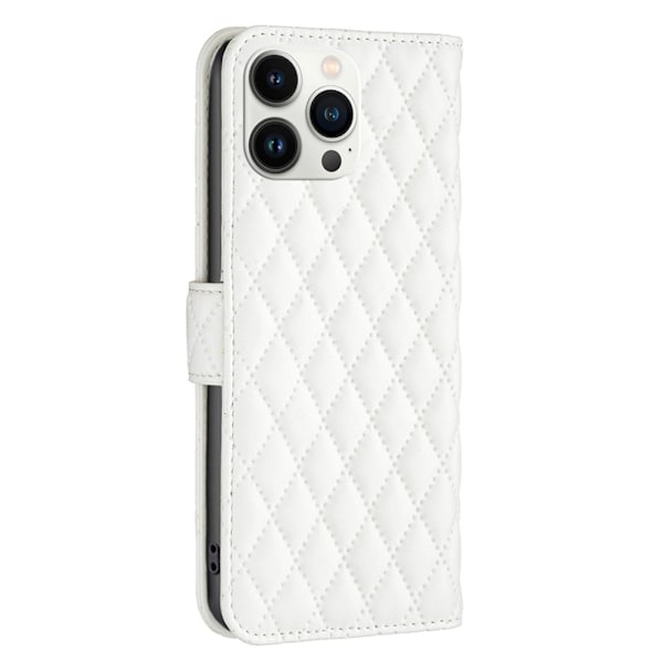 Rombuskuvioinen matta läppäkotelo iPhone 13 Pro Max - Valkoinen White