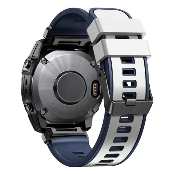 Tofarget klokkerem i silikon for Garmin Watch og Coros Vertix - Hvit / Blå White
