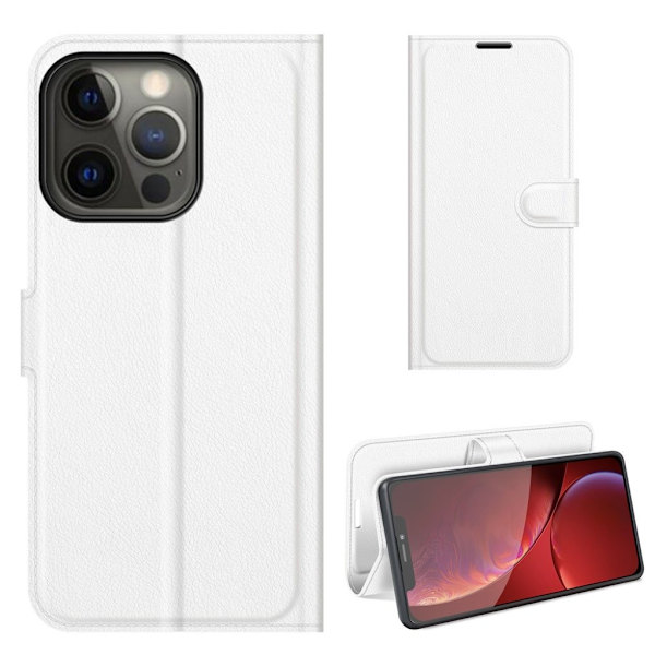 Klassisk iPhone 13 Pro flip etui - Hvid White