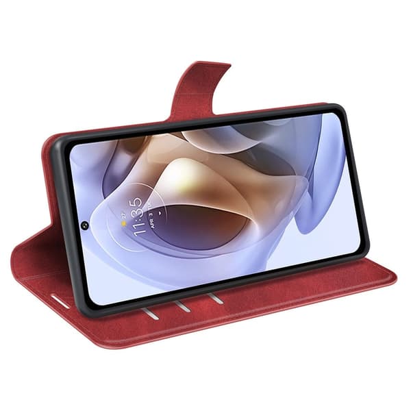 Hållbart konstläder Motorola Moto G31 fodral med plånbok - Röd Röd