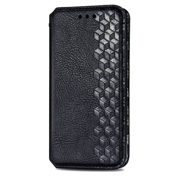 Læder Etui med A Stilfuldt Rhombus Tryk til Samsung Galaxy A54 - Sort Black