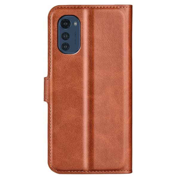 Hållbart konstläder Motorola Moto E32 fodral med plånbok - Brun Brun