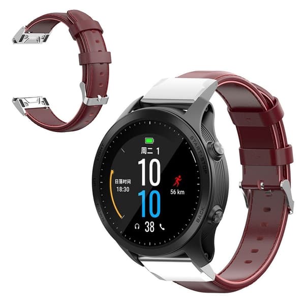Garmin Fenix 6X Pro simple leather watch band - Wine Red Röd