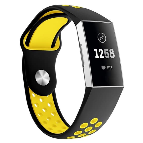Fitbit Charge 3 tofarvet silikone strap - Gul Størrelse: L Yellow