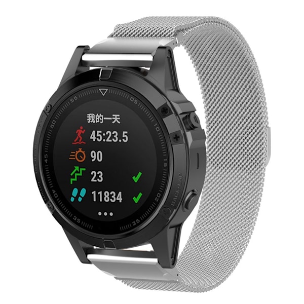 Garmin Fenix 5 erstatnings urrem i stainless stål 22mm - Sølv Silver grey
