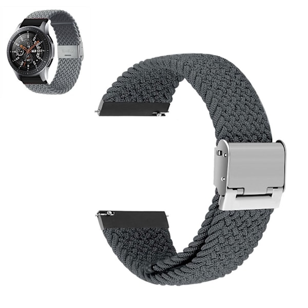 20 mm universellt elastiskt klockarmband i nylon - Grå Silvergrå
