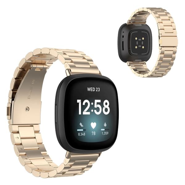 Fitbit Sense / Versa 3 rostfritt stål klockarmband - Champagne guld Guld