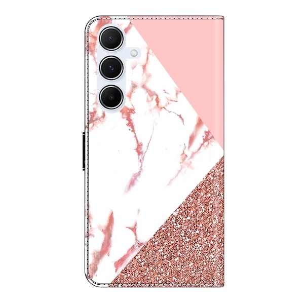 Samsung Galaxy A26 5G Plånboksfodral Mönster Tryck Stativ Läder Flip Telefonskal - Triangulär Marmor Rosa