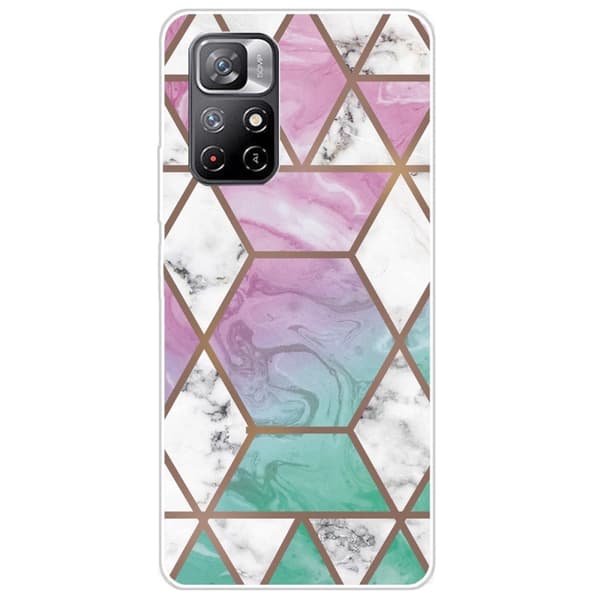 Marble Xiaomi Redmi Note 11 Pro Plus 5G Etui - Hvid Diamant i Farverig Baggrund Multicolor
