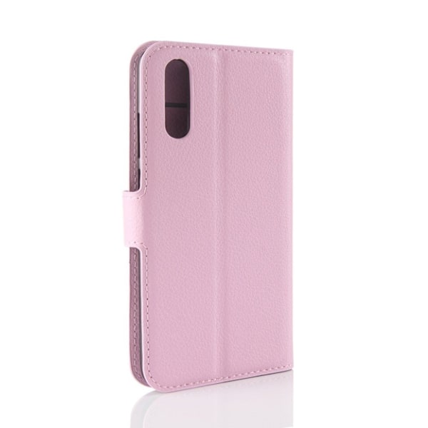 Huawei P20 litchi tekstur PU læder flip etui - Pink Pink