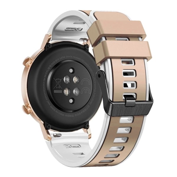 20mm Universal dual color silicone watch strap - Khaki / White Brun