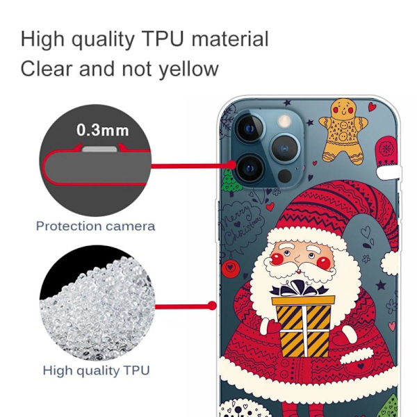 iPhone 14 Pro Funny Christmas Pattern Design Phone Case Soft Flexible Slim stødsikkert Anti-Fingerprint Cover - Santa Claus Brings Presents Red