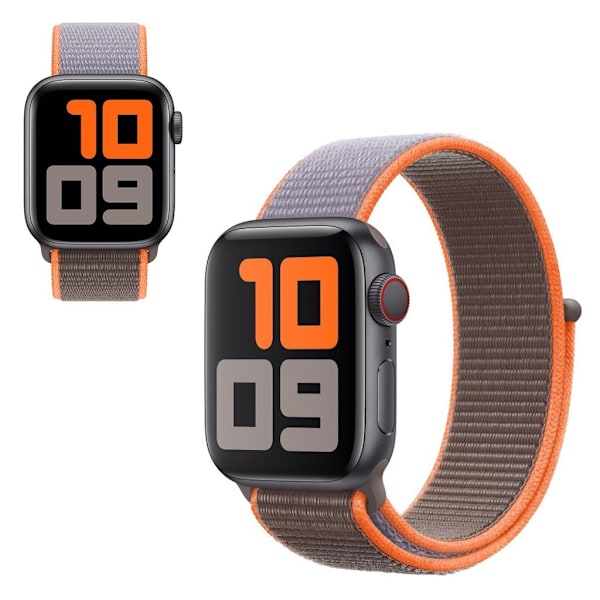 Apple Watch Series 5 40mm solid farve nylon urrem - Grå / Lysebrun Silver grey
