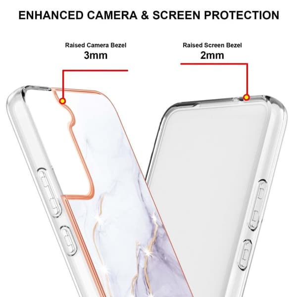 Marble Samsung Galaxy S22 Plus Etui - Hvid Marmor Haze White