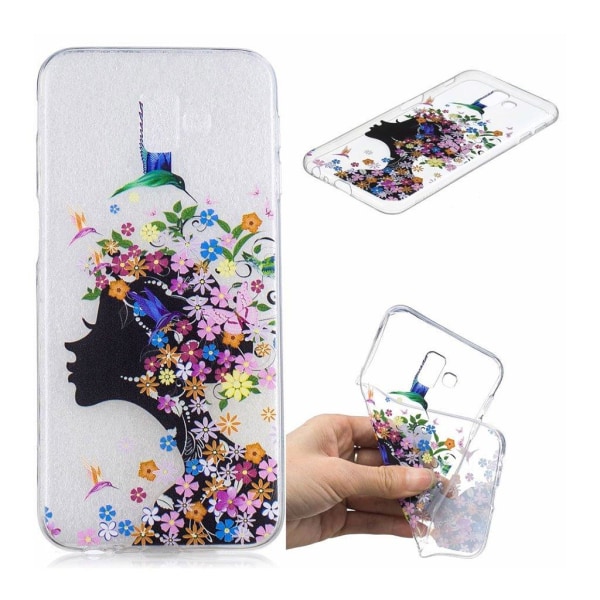 Samsung Galaxy J6 Plus (2018) joustava silikooni muovinen takasuoja kuori kuviolla - Kukkiva Tyttö Multicolor