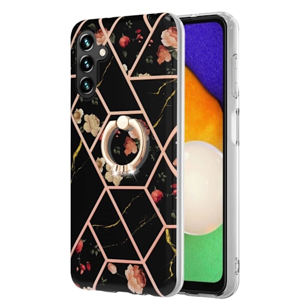 Marmormotiv Samsung Galaxy A13 5G skal - Svarta Blommor Svart