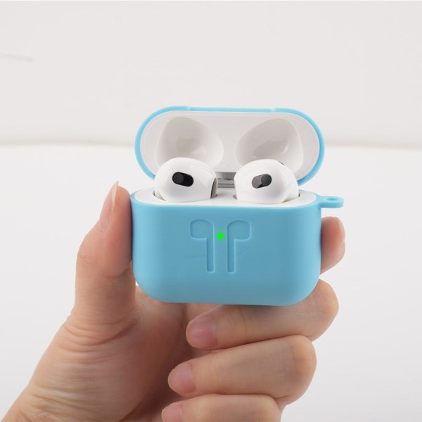 AirPods 3 design kaiverrettu silikonikotelo karabiinilla - Vihreä Green