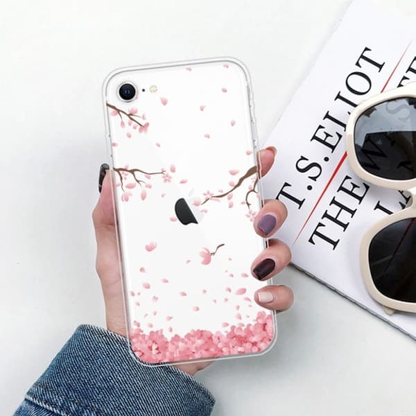 Deco iPhone SE 2020 Etui - Kronblader Pink