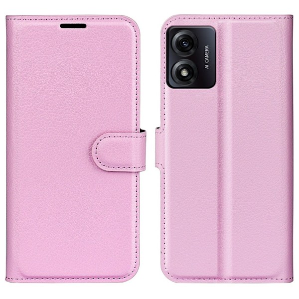 Klassisk Motorola Moto E13 Flip Etui - Lyserød Pink