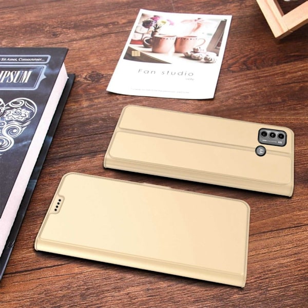 Glat og tyndt Premium Pu Læder-etui til Motorola Moto G60 - Guld Gold