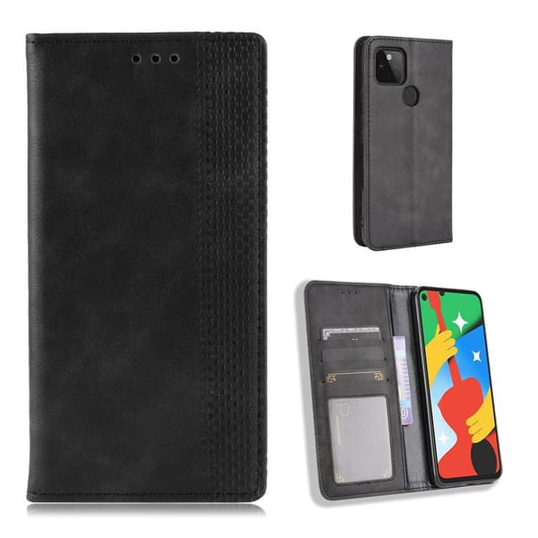 Bofink Vintage Google Pixel 4a 5G Lær Etui - Svart Black