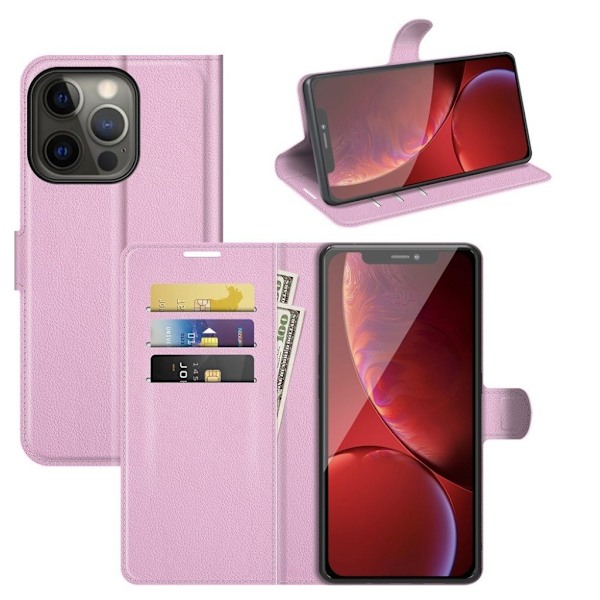 Klassisk iPhone 13 Pro flip etui - Pink Pink