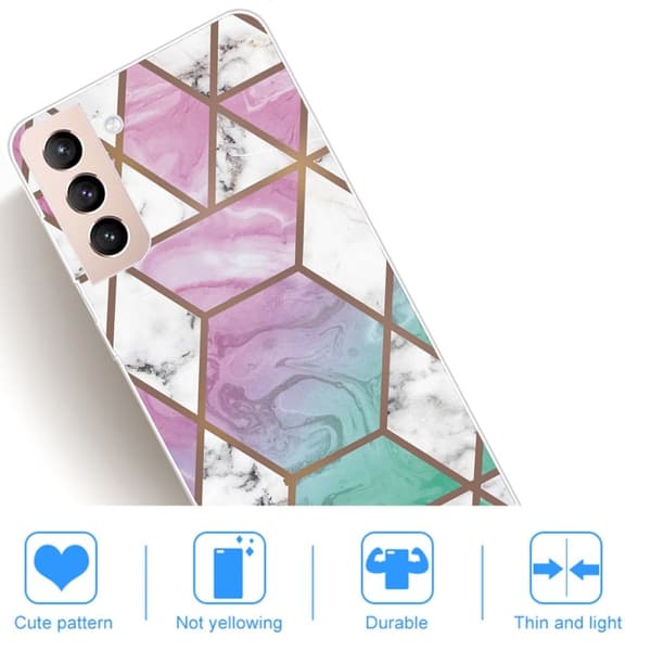 Marble Samsung Galaxy S22 Plus Etui - Hvid Diamant i Farverig Baggrund Multicolor