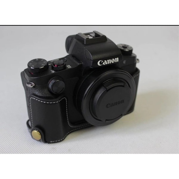 Canon Powershot G1 X Mark III halv-kamera beskyttelsesesetui i lædermateriale - Sort Black