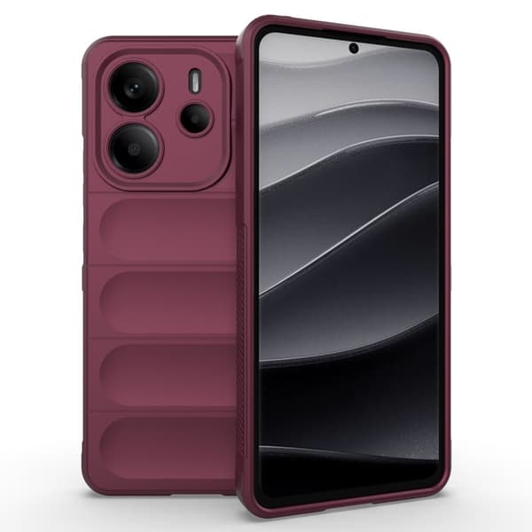 Mjukt greppformat Xiaomi Redmi Note 14 5G skal - Vinröd Röd